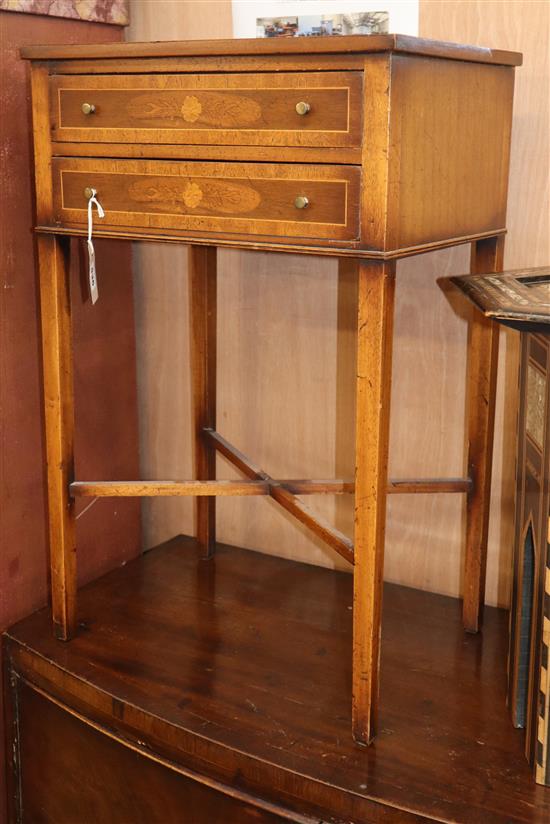 A George III style inlaid and banded mahogany two drawer side table W.48cm